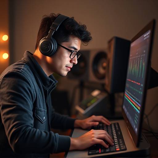 Mastering engineer adjusting audio levels on a computer